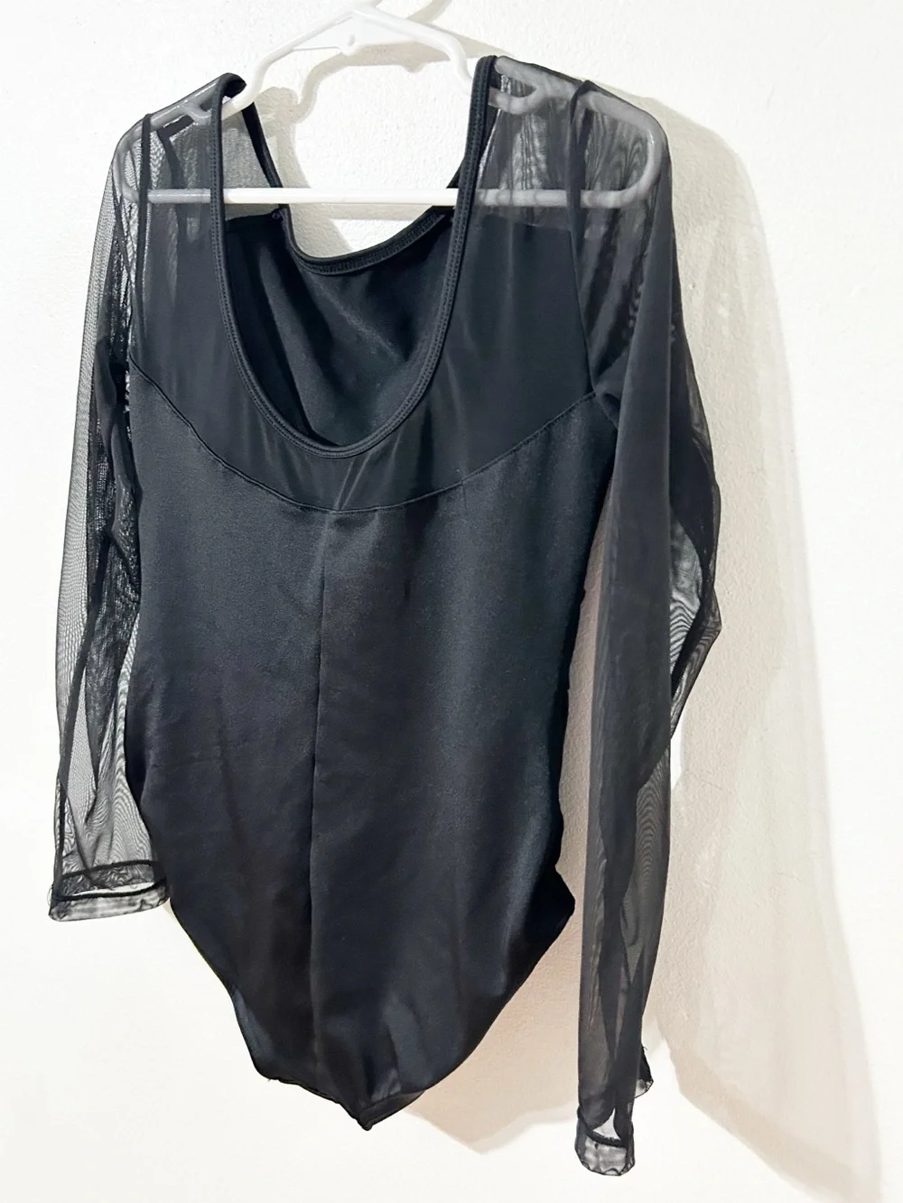 Justice Girls Black Sheer Mesh Long Sleeve Leotard Rhinestones Size M 10